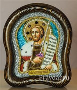 Александр Невский, дивеевская икона из бисера