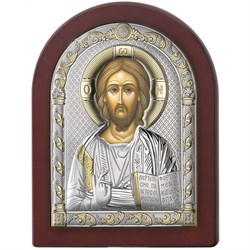 Господь Вседержитель, серебряная икона деревянный оклад - фото 10257
