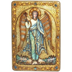 Ангел Хранитель икона на мореном дубе 42х29 см - фото 10309