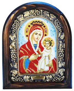 Скоропослушница образ Божией Матери, дивеевская икона из бисера ручной работы - фото 10583
