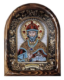 Святой князь Ярослав Мудрый, дивеевская икона из бисера ручной работы - фото 10711