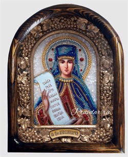 Святая Преподобная Аполлинария, дивеевская икона из бисера - фото 10887