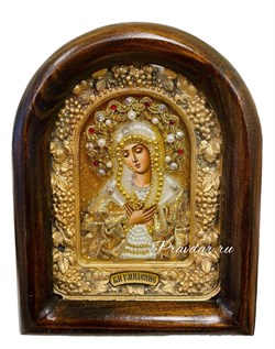 Умиление образ Божией Матери, дивеевская икона из бисера ручной работы - фото 10986