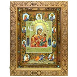 Живописная икона в киоте образ Божией Матери "Тихвинская Хлебенная (Запечная)" - фото 11242