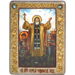 Преподобный Сергий Радонежский чудотворец икона под старину - фото 11275