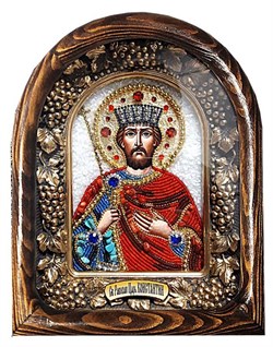 Икона Константин равноапостольный царь, дивеевская икона из бисера ручной работы - фото 11381