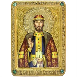Святой благоверный князь Олег Брянский, живописная икона в авторском стиле - фото 11583