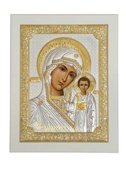 Казанская Божия Матерь, греческая икона в белом деревянном окладе - фото 11620