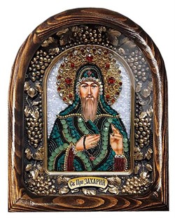 Святой преподобный Захарий, дивеевская икона из бисера и натуральных камней 3604 - фото 11730