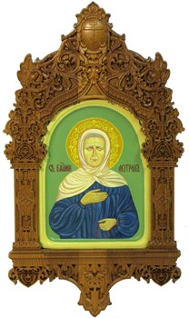 Рукописная икона "Блаженная старица Матрона Московская" на кипарисе 3697 - фото 12174
