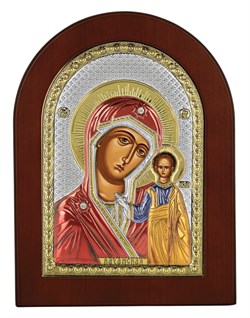 Казанская Божия Матерь, греческая икона с серебряным окладом 2378 - фото 12496