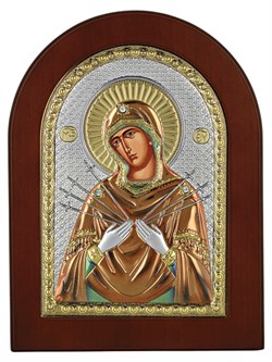 Семистрельная Божья Матерь, икона с серебряным окладом 2381 - фото 12499
