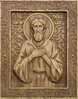 Алексий (Алексей) Человек Божий, резная икона на дубовой цельноламельной доске 3829 - фото 12785