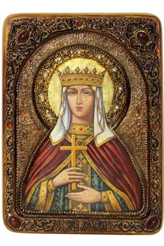 Рукописная икона Святая Мученица Людмила Чешская на кипарисе 3856 - фото 12856