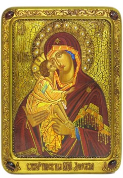 Донская икона Пресвятой Богородицы, рукописная икона на кипарисе 3866 - фото 12880
