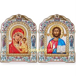Венчальная пара икон, цветная эмаль, красное дерево 3869 - фото 12921