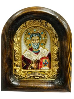 Икона священномученика Климента Папы Римского из бисера ручной работы 3879