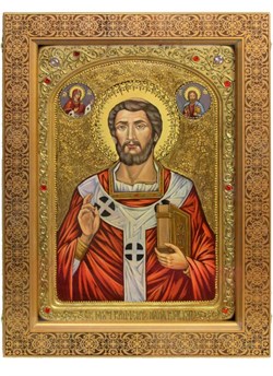 Рукописная икона в киоте Священномученик Климент, папа Римский 3881