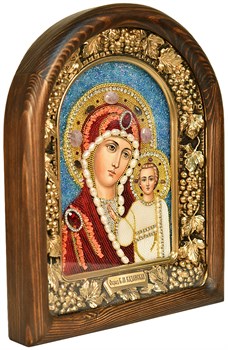 Казанская Божья Матерь, дивеевская икона из бисера ручной работы - фото 4770