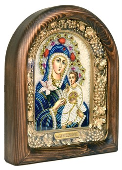 Неувядаемый цвет образ Божией Матери, дивеевская икона из бисера ручной работы - фото 4790