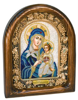 Неувядаемый цвет образ Божией Матери, дивеевская икона из бисера ручной работы - фото 4796