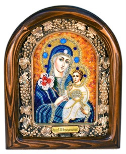 Неувядаемый цвет образ Божией Матери, дивеевская икона из бисера ручной работы - фото 4798