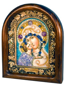 Владимирская Божья Матерь, дивеевская икона из бисера и натуральных камней - фото 4814