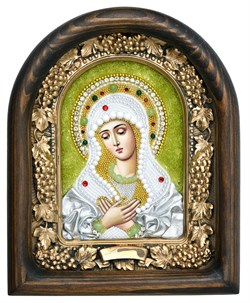 Умиление образ Божией Матери, дивеевская икона из бисера ручной работы - фото 4818