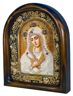 Умиление образ Божией Матери, дивеевская икона из бисера ручной работы - фото 4820