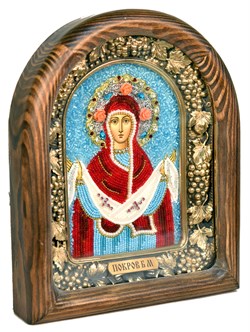 Покров Пресвятой Богородицы, дивеевская икона из бисера ручной работы - фото 4828