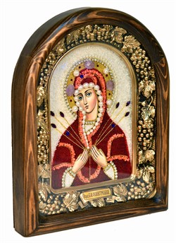 Семистрельная образ Божией Матери, дивеевская икона из бисера и натуральных камней - фото 4852