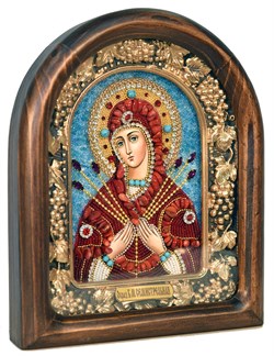 Семистрельная образ Божией Матери, дивеевская икона из бисера и натуральных камней - фото 4854