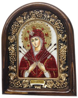 Семистрельная образ Божией Матери, дивеевская икона из бисера и натуральных камней - фото 4856