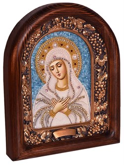 Умиление образ Божией Матери, дивеевская икона из бисера ручной работы - фото 4872
