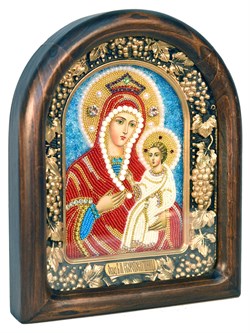 Скоропослушница образ Божией Матери, дивеевская икона из бисера ручной работы - фото 4876