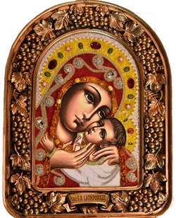 Касперовская Божья Матерь, дивеевская икона из бисера ручной работы - фото 4890