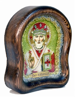 Николай Чудотворец, дивеевская икона из бисера ручной работы - фото 4968