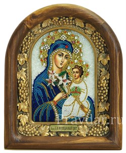 Неувядаемый цвет образ Божией Матери, дивеевская икона из бисера ручной работы - фото 5138