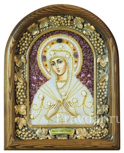 Семистрельная образ Божией Матери, дивеевская икона из бисера и натуральных камней - фото 5140