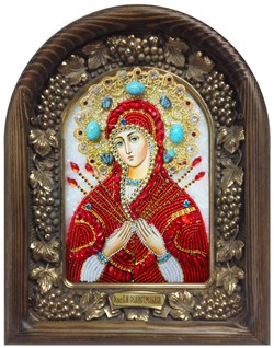 Семистрельная образ Божией Матери, дивеевская икона из бисера и натуральных камней - фото 5391