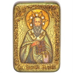 Василий Великий икона ручной работы под старину - фото 5608