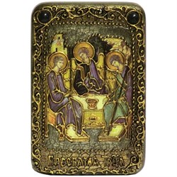 Троица икона в авторском стиле под старину в подарочной шкатулке - фото 6287