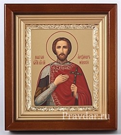 Александр Невский, икона в киоте 16х19 см - фото 6846
