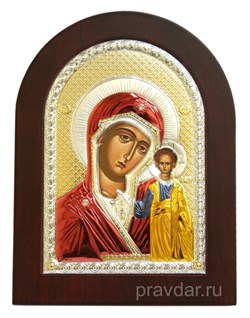 Казанская Божия Матерь, греческая икона с серебряным окладом - фото 7128