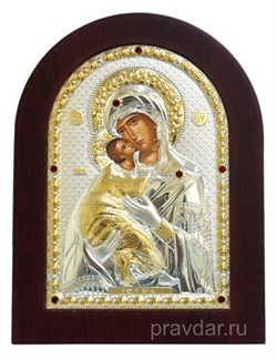 Владимирская Божья Матерь, греческая икона с серебряным окладом - фото 7261
