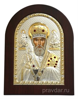 Николай Чудотворец, икона с серебряным окладом - фото 7297