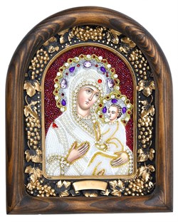 Тихвинская Божья Матерь, дивеевская икона из бисера - фото 7330