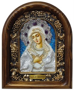 Умиление образ Божией Матери, дивеевская икона из бисера и натуральных камней - фото 7348
