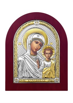 Казанская Божия Матерь, серебряная икона деревянный оклад - фото 7411