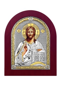 Господь Вседержитель, серебряная икона деревянный оклад - фото 7439